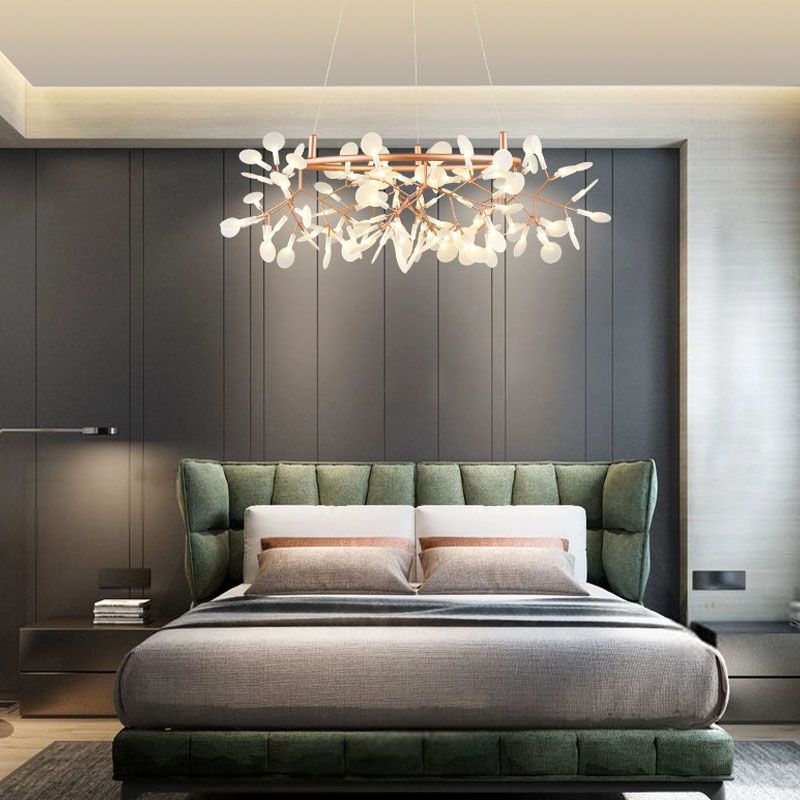Glowworm Chandelier Light Fixtures Modern Multi-Head Hanging Pendant Lights with Acrylic Shade
