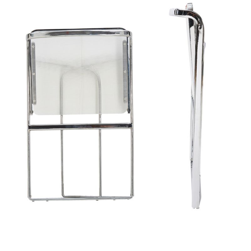 Metal Kitchen Dining Chairs Open Back Dining Side Chair in Silver