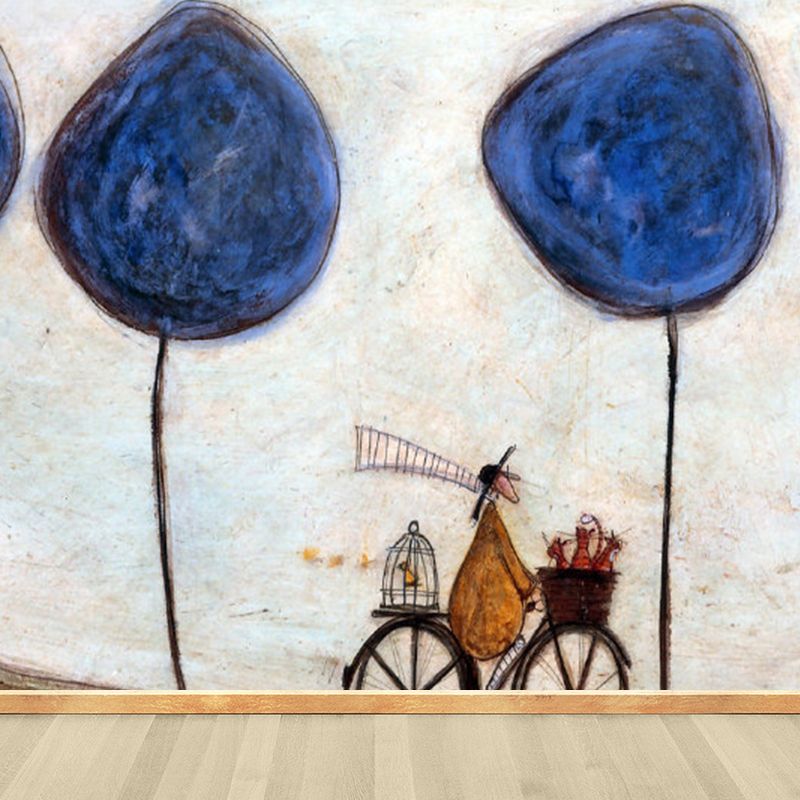 Illustration Style Botanical Wall Mural Giant Wall Covering for Dining Room, Custom