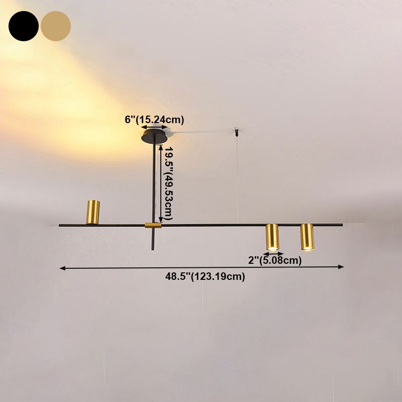 Cylindrical Metal Strip Lights Contemporary Kitchen Pendant Lights