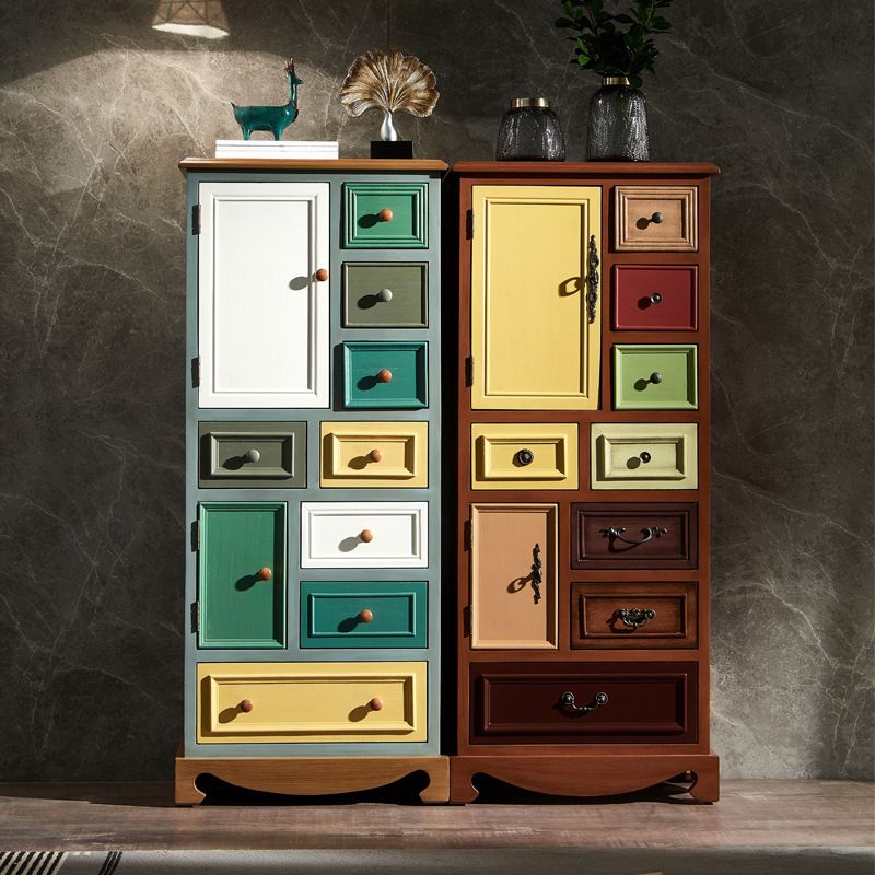 Coastal Storage Chest Dresser Solid Wood Storage Chest with Drawers and Doors