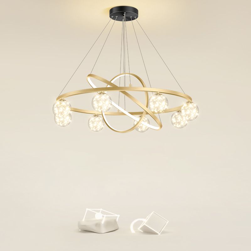 Moderne ring kroonluchter verlichtingsarmaturen multidichte restaurant hangende lamp met bol schaduw