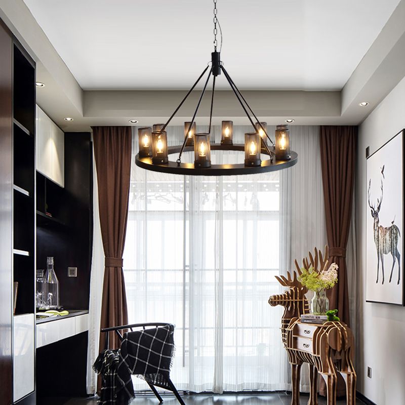 10 luces Costeo de techo de metal Cilíndrico clásico Lámpara de lámpara de estar de sala de estar