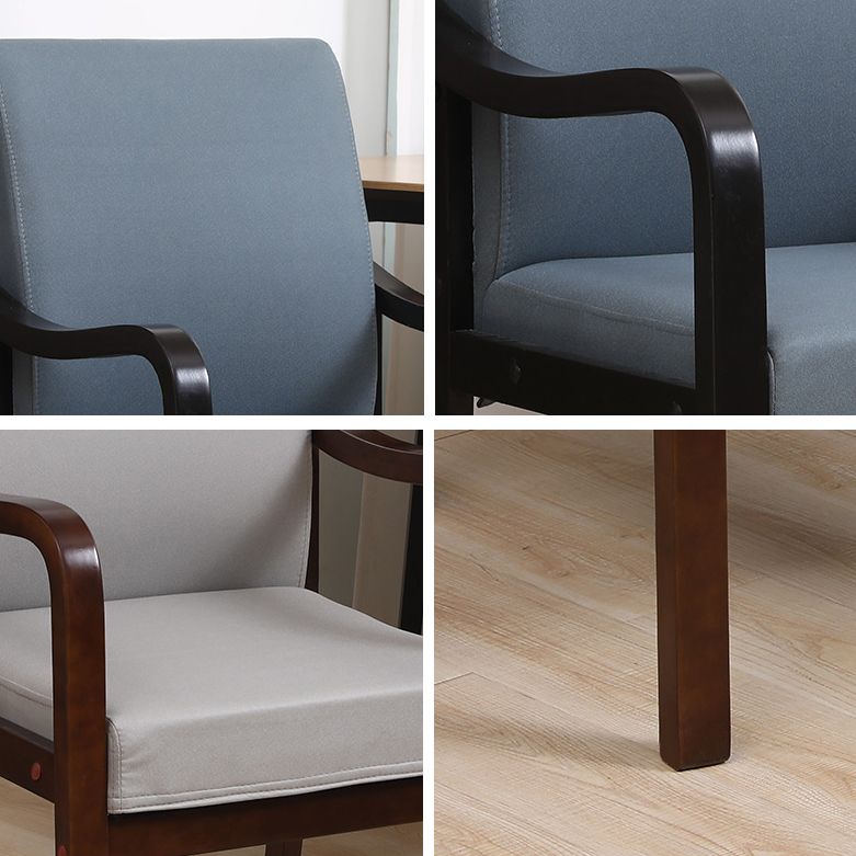 Modern Upholstered Dining Arm Chair Solid Back Dining Armchair with Wood Legs