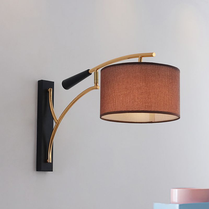 Trommelschaduw wandlamp moderne stijl stof 1 hoofd slaapkamer wandverlichting ideeën in vlas/koffie