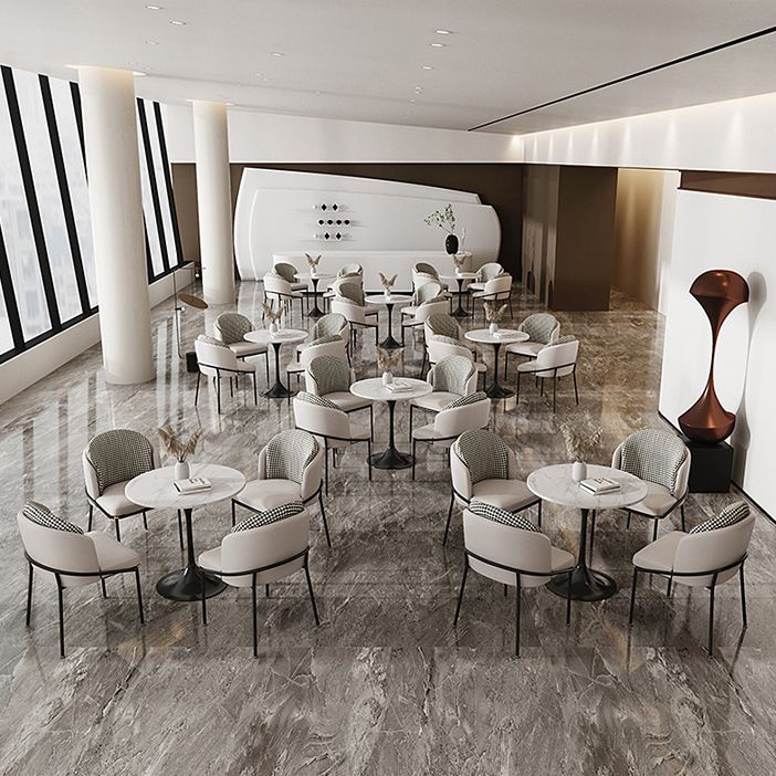 Glam Sintered Stone Dining Room Set Standard Height Metal Leg Dining Set with Round Table