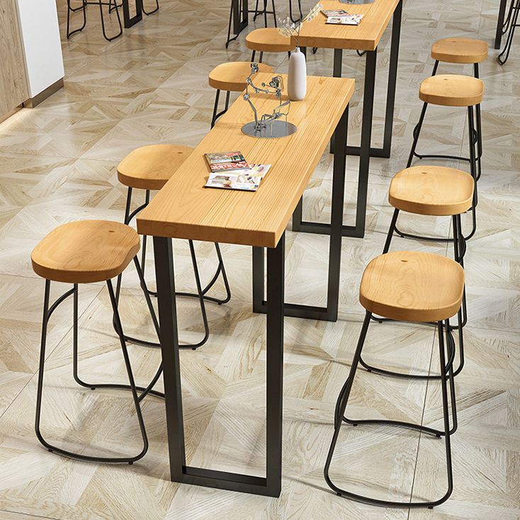 Modern Counter Height Pub Set 1/2/4/7 Pcs Solid Wood Top Bar Table and Bar Stools