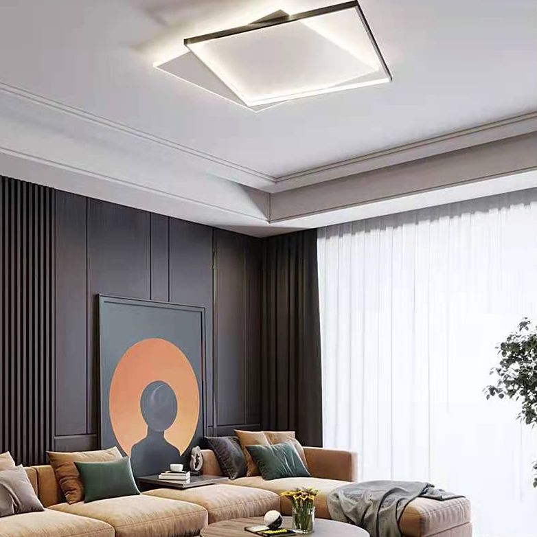 Acryl Double Squares Flush Mount Lighting Moderne Schwarz-Weiß LED Deckenbündige Mount Light