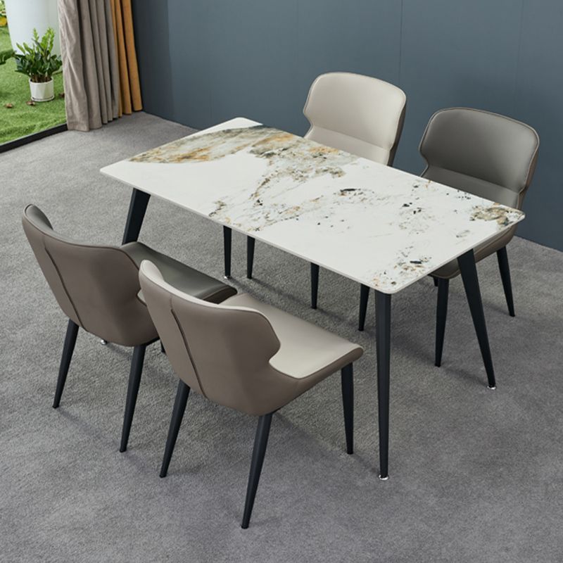 Matte Finish Wingback Chair with Black Legs Contemporary Side Chair for Dining Room