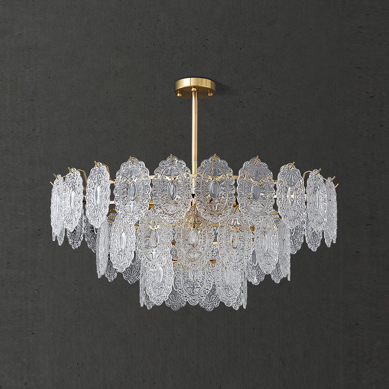 Modern Style Chandelier Light Fixture Metal Chandelier with Glass Shade