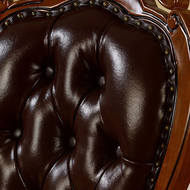 Sillones de comedor victorianos tapizados Sillones capitoné con patas de madera (juego de 2)