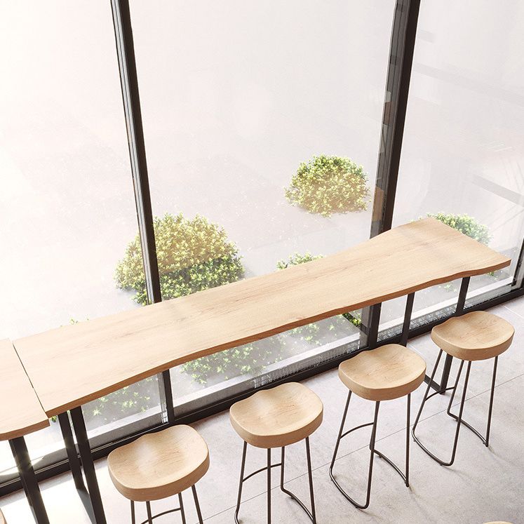 Modern Rectangular Bar Table Set 1/4 Pieces Wooden Counter Table with Backless Stools