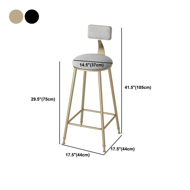 Modern Footrest Bar Stool Low Back Grey Bar & Counter Stool for Living Room