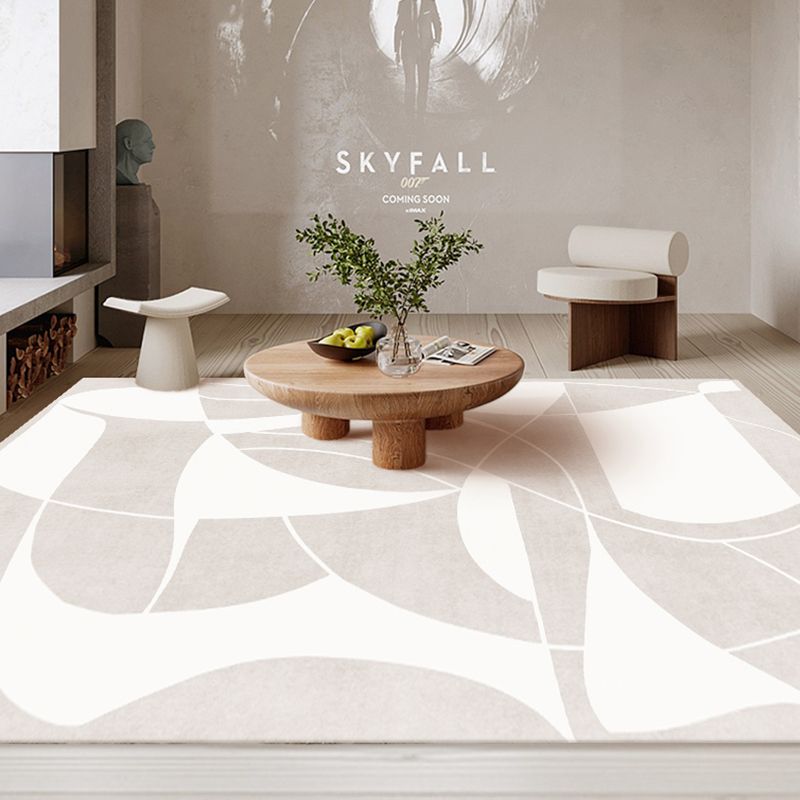 Apricot Tone Nordic Area Carpet Polyester Abstract Print Indoor Rug Easy Care Carpet for Living Room