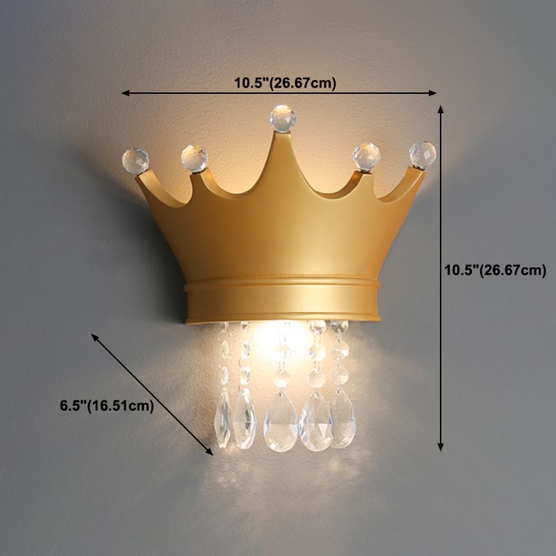 Modern Style Wall Light Colorful Crown Shape Wall Sconce with Crystal for Bedroom