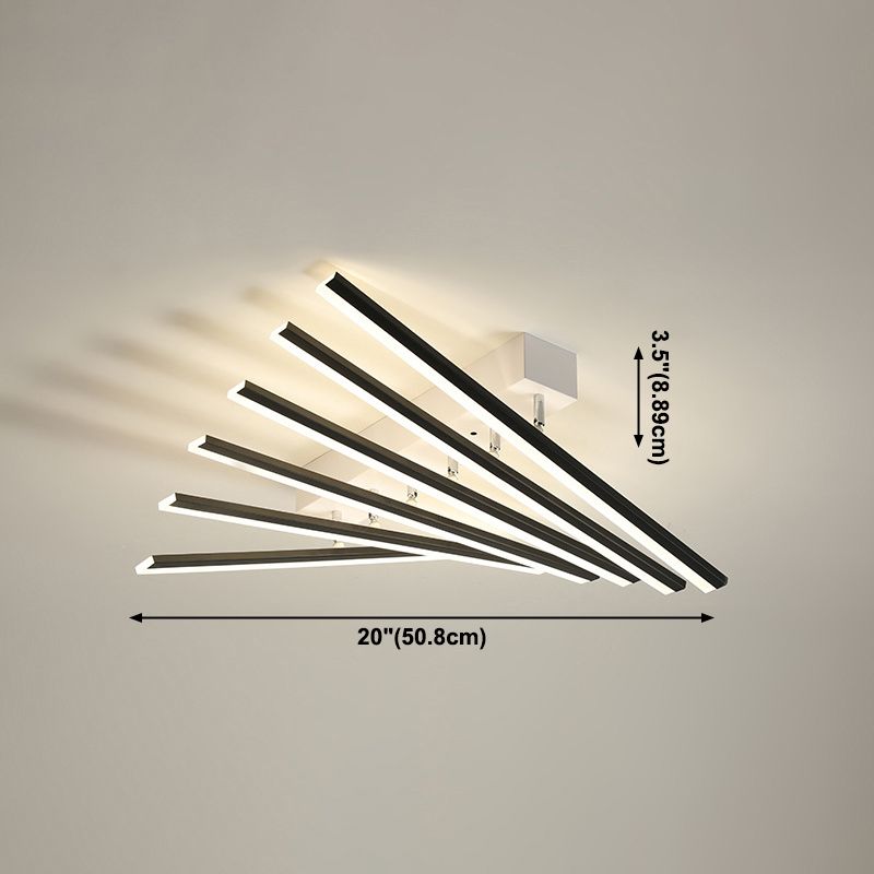 Slender Bar Multi Lights Semi Flush Light Modern Style Metal Semi Flush Mount Lighting