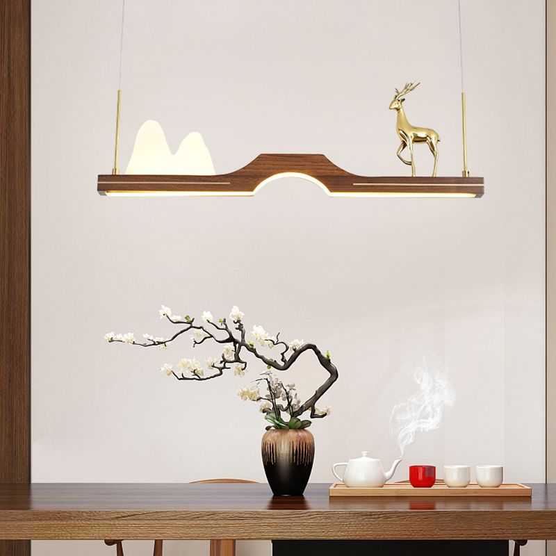 Luce artistica per arti moderna dell'isola lineare in legno scuro per sala da studio