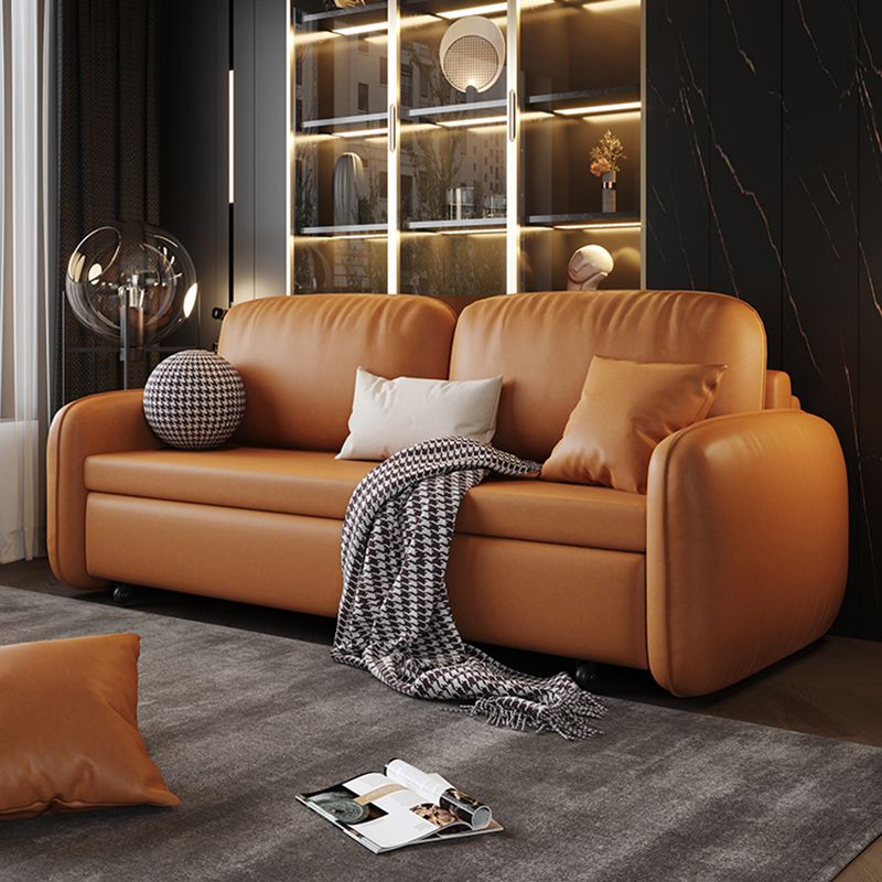 Stain Resistant Faux Leather Contemporary Square Arm Bed Sofa Couch