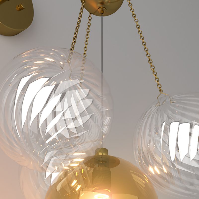 Modern Wall Sconce Ball Shape Metal Wall Light with Glass Shade for Bedroom