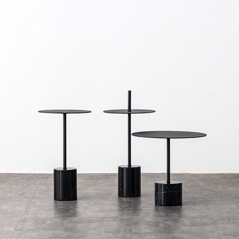 Modern Round Pedestal Side Table Metal and Marble Side End Table