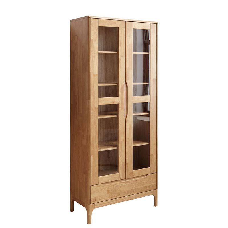 Glass Door Accent Cabinet 76.77" Tall Wood Cabinet with Drawers