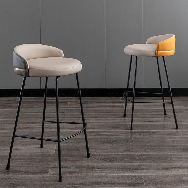 Contemporary Bar and Counter Stool Low Back Stool with 4 Legs in Black