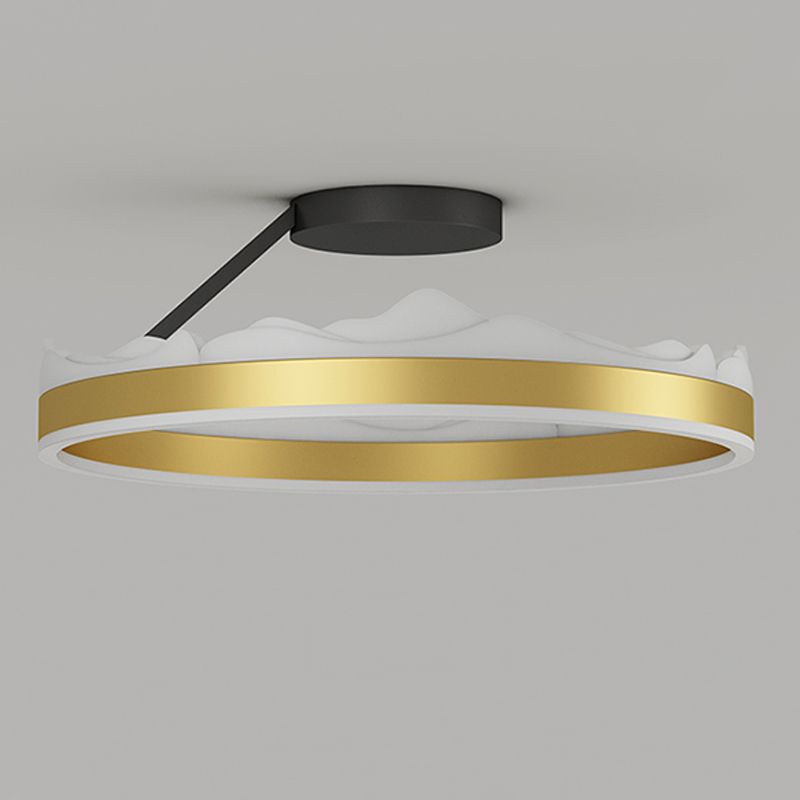 Contemporary Circle Flush Light Fixture Metal 1 Light Flushmount Lighting