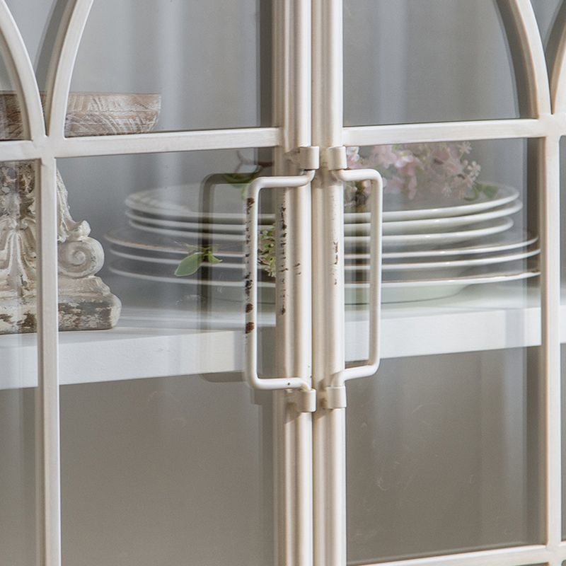 Traditional Pine Curio Cabinet Glass Doors Display Stand with Doors