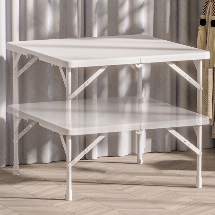 Modern Dining Table Square Plastic Top with 4 Metal Legs for Living Room