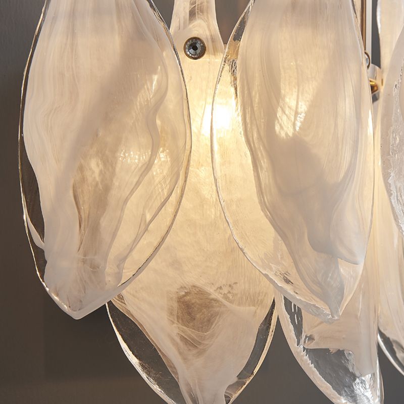 Modern Metal Wall Sconce Leaf Shape Wall Light with Glass Shade for Bedroom