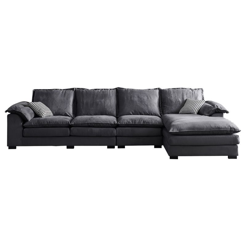 Fabric Pillow Top Arm Sectional 29.53"High Cushion Back Sofa, Black