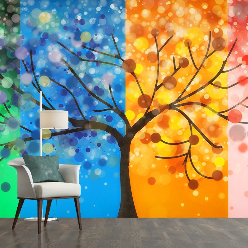 Plant Decoration Illustration Mural Mildew Resistant Wallpaper Sleeping Room Wall Mural