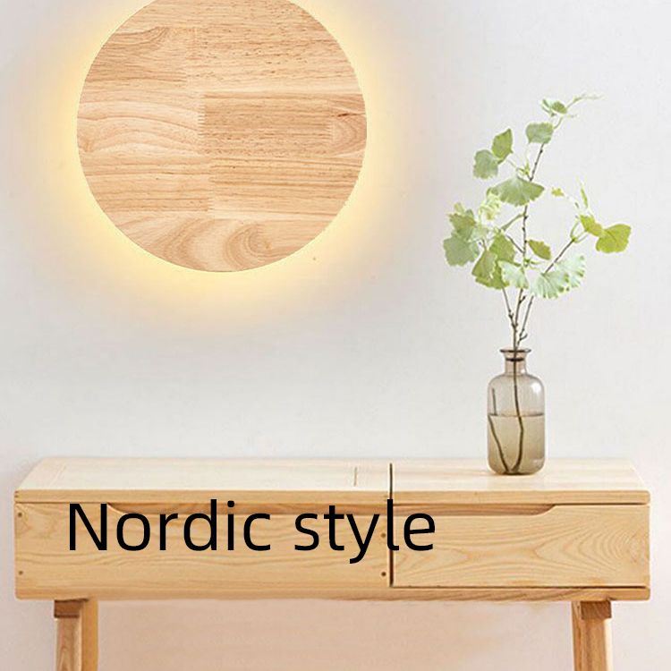 Runde Wandlampen moderne Einfachheit Holzwandleuchten für Wohnzimmer