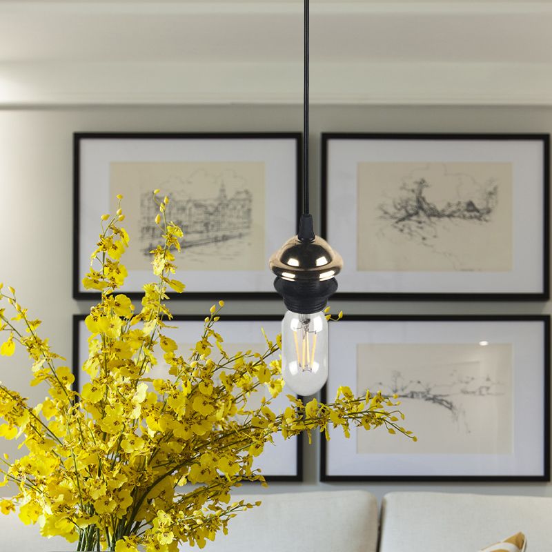 Mini ciondolo industriale illuminazione con lampadina nuda 1 lampada a sospensione regolabile altezza in metallo in bronzo/ottone