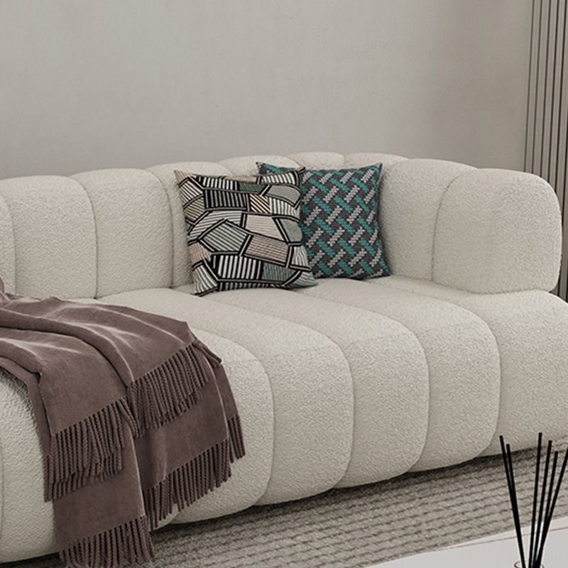 31" Wide Contemporary Sofa Fabric Pillows White Stationary Seating