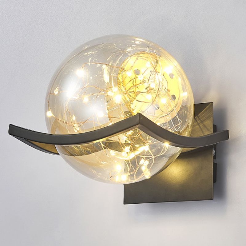 Modern Minimalist Style Wall Lamp Creative Round Glass Bedside Wall Lamp