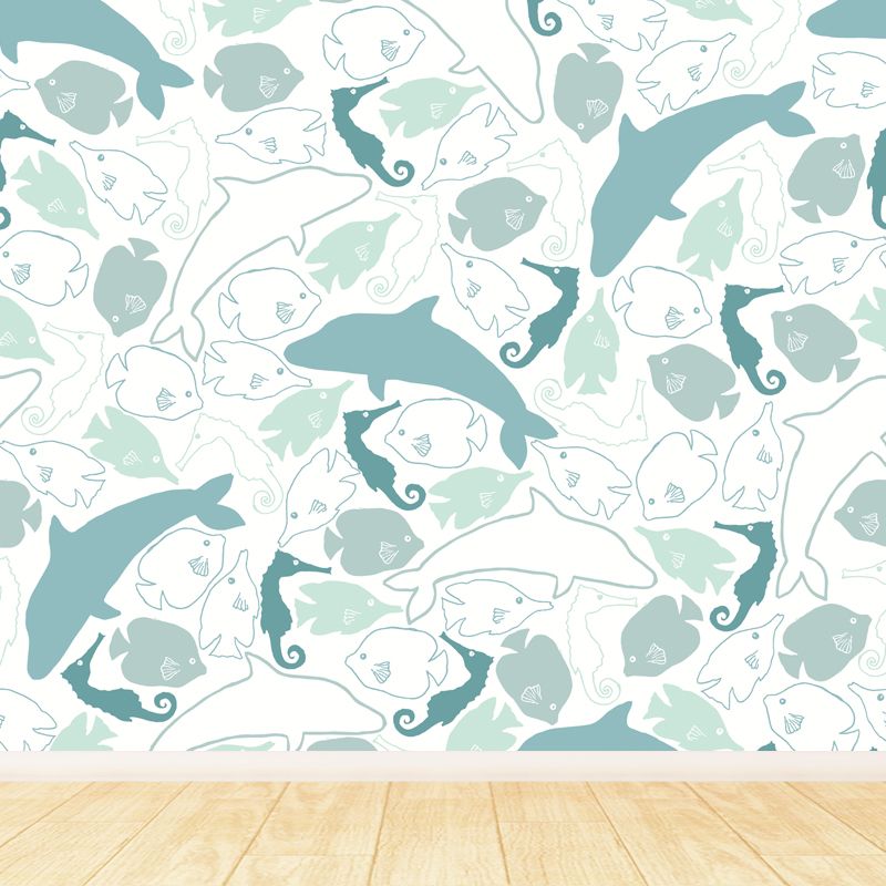 Peinture murale non tissée à imprimé d'animaux extra larges, couleur douce, pour la décoration de la maison, personnalisée