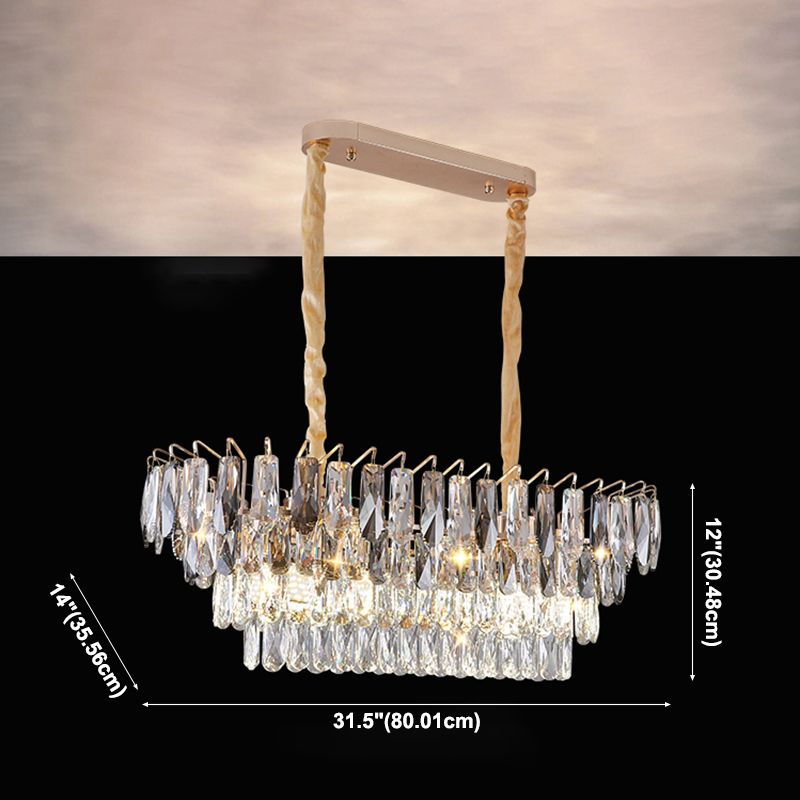 Contemporary Kitchen Island Lighting Oval Chandelier Lighting Fixtures with Crystal Shade