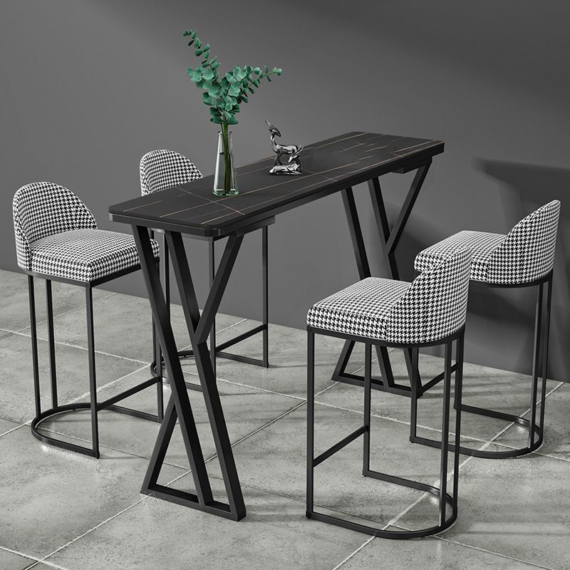 Modern Style Upholstered Counter Stool Low Back Bar Stool with Footrest