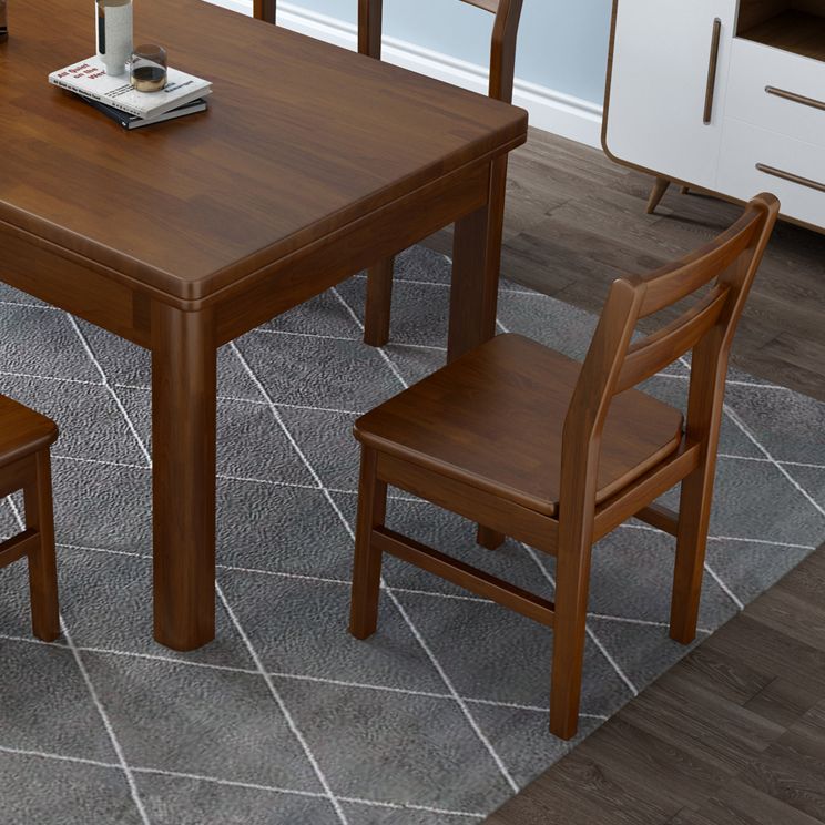 Fixed Traditional Solid Wood Top Kitchen Table Set of Brown Legs Base for Dining Room