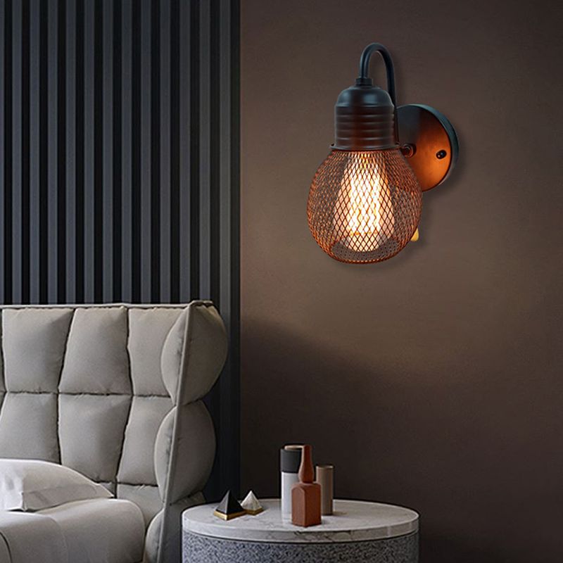 1 Light Wall Mount Light Fixture Industrial Wall Mounted Lighting in Black