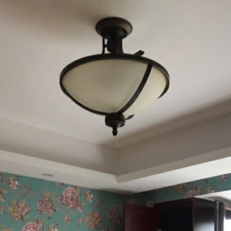 3 cabezas semi descarga tradicional tazón de vidrio de vidrio de vidrio de techo lámpara en latón