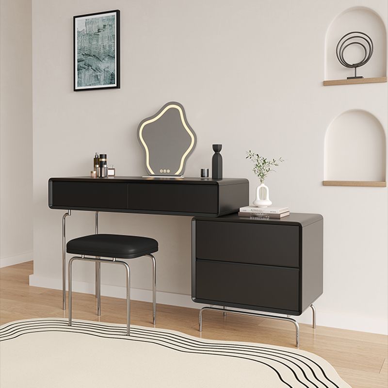 Wood Standing Makeup Vanity Set Lighted Mirror Makeup Vanity