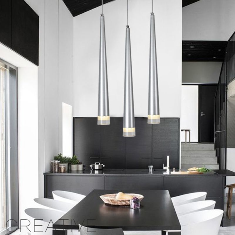 Minimalisme Conische led hangende licht moderne stijl lange kegelverlichtingsarmatuur met kristallen lampenkap