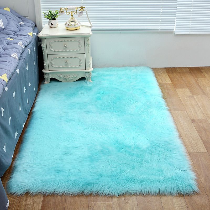 Shag Plain Rug Multi Color Simple Area Carpet Polypropylene Washable Anti-Slip Stain Resistant Rug for Room