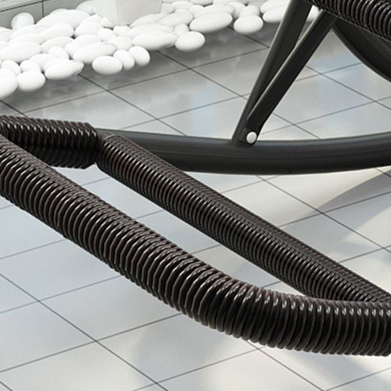 Modern Spindle Rattan Rocking Chair Metal Frame Wheel Handrail Design Rocker Chair