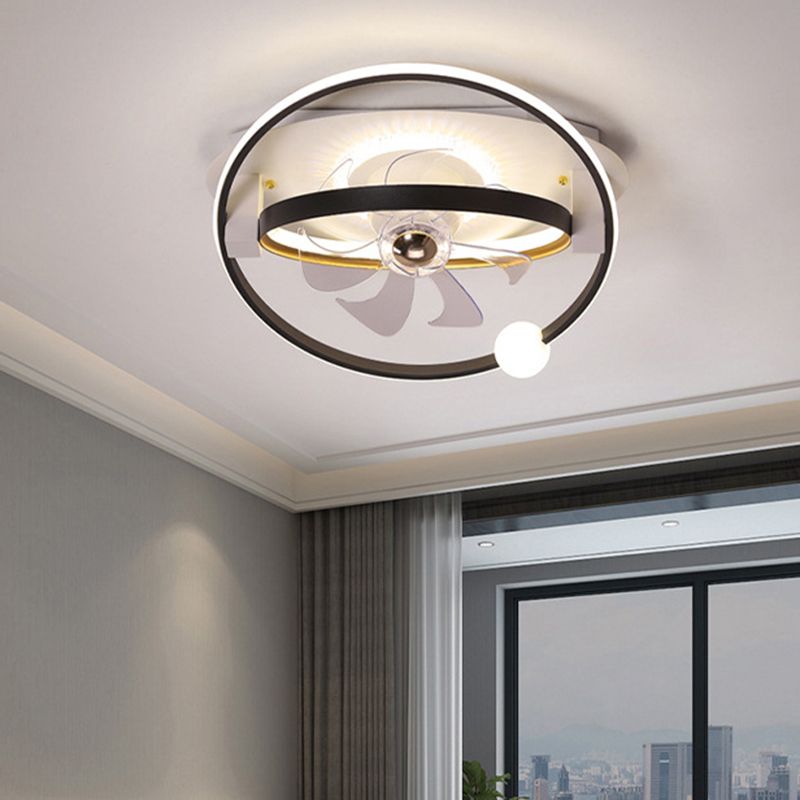 Polish Finish Fan with Light Contemporary 7-Blade LED Ceiling Fan for Foyer