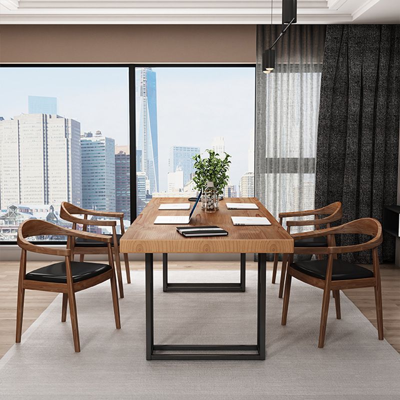 Brown Solid Wood Dining Table Set 1/2/5/7 Pieces Industrial Dinette Set for Home