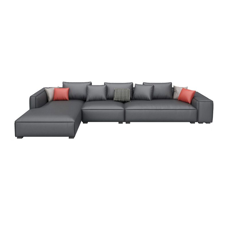 Dark Gray Faux Leather Square Arm Sofa/Sectionals with water proof for Living Room