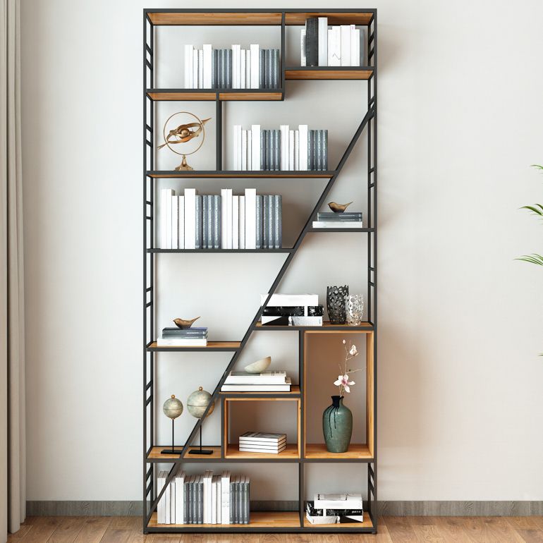 Modern Bookcase Metal and Wooden Shelf Bookcase for Study Room